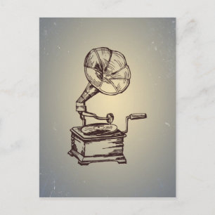 Unique Vintage Phonograph. Retro Style Gramophone Postcard