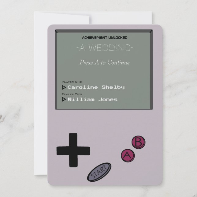 Unique Vintage Retro Gamer Wedding Invitation (Front)