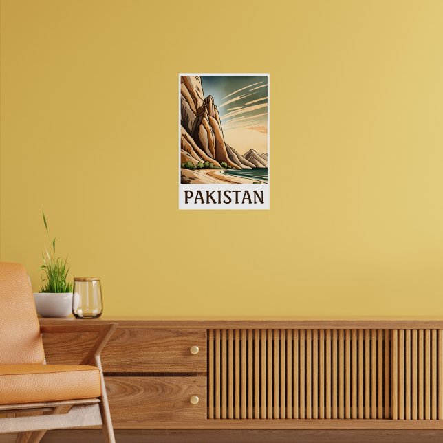 Unique Vintage Style Pakistan Illustration Poster (Living Room 2)