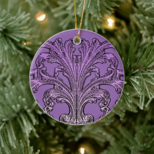 Unique Vintage Swirl Ombre Purple Ceramic Tree Decoration