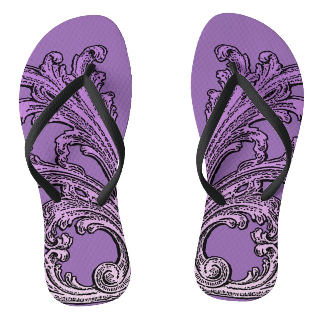 Unique Vintage Swirl Ombre Purple Design Jandals (Footbed)