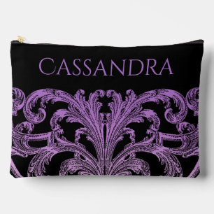 Unique Vintage Swirl Ombre Purple Personalised  Accessory Pouch