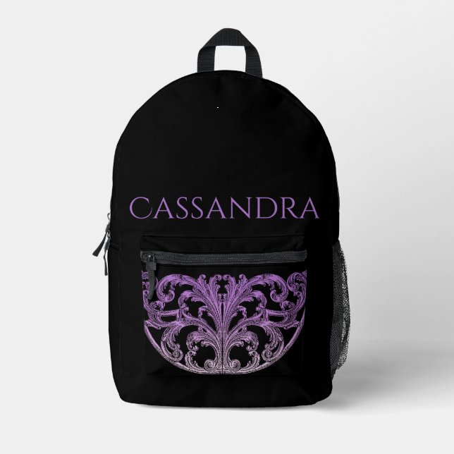 Unique Vintage Swirl Ombre Red Personalised Printed Backpack (Front)