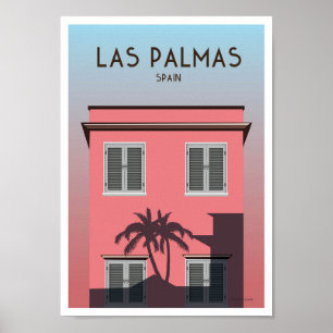 Unique Vintage Travel Poster from Las palmas, beau