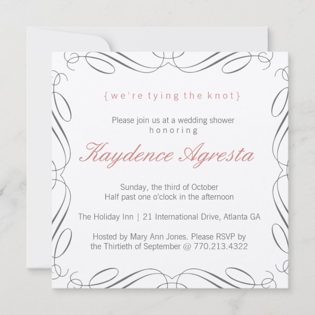 Unique Vintage Wedding Shower Invitation (Front)
