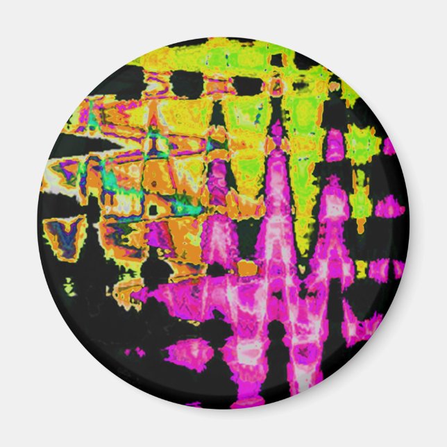 Unique Watercolor Artwork: Purple, Black, and Lime Magnet (Front)