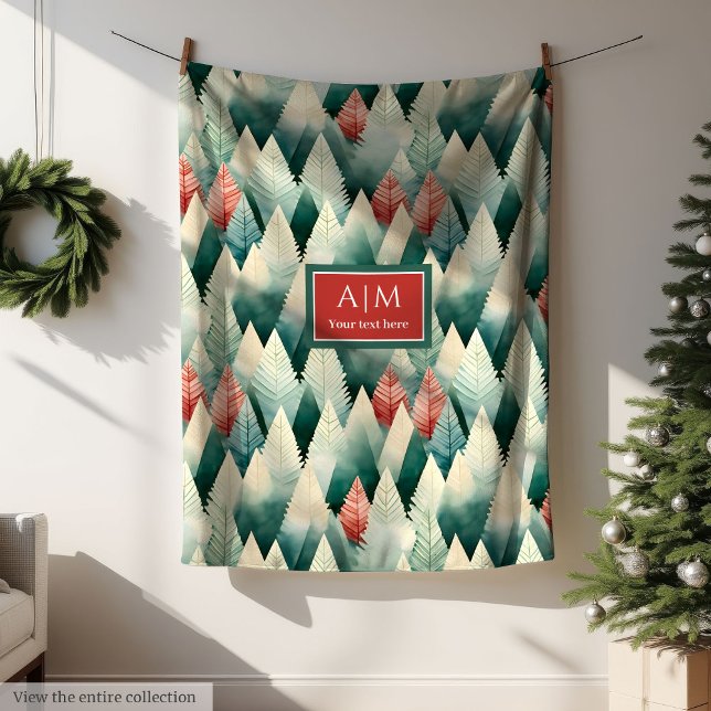 Unique watercolor festive deep tones holiday throw fleece blanket (Unique watercolor festive deep tones holiday throw Fleece Blanket)