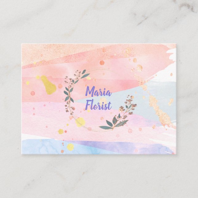 Unique Watercolor Modern Business Card (Front)