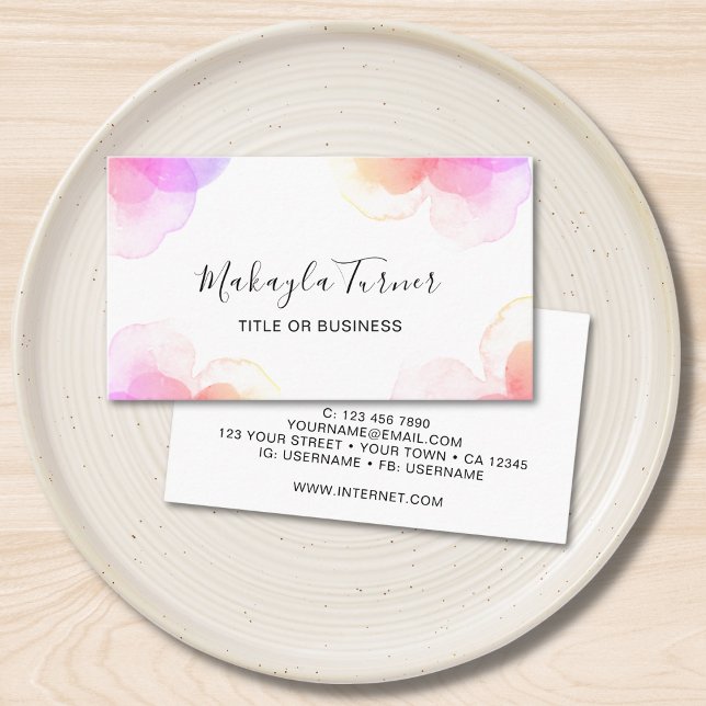 Unique Watercolor Pastel Floral Business Card (Creator Uploaded)