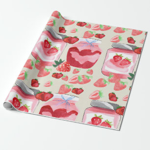 Unique Watercolour Red Strawberry Jam  Wrapping Paper