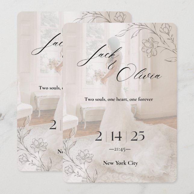 Unique wedding invitation cart (Front/Back)