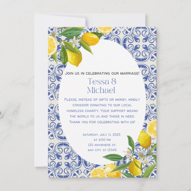Unique Wedding Invitation Design for a Charitable  (Front)