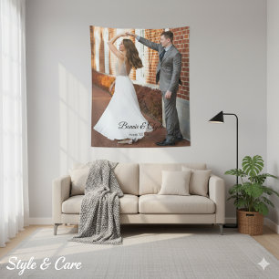 Unique Wedding Memory Tapestry with Custom Photo