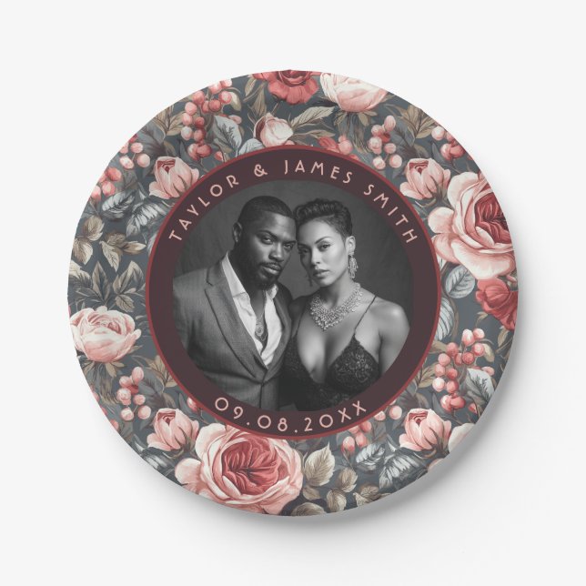 Unique Wedding Rose Plates For Wedding Memories (Front)
