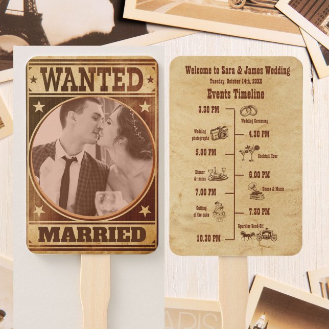 Unique Western Style wedding program  Hand Fan (Creator Uploaded)