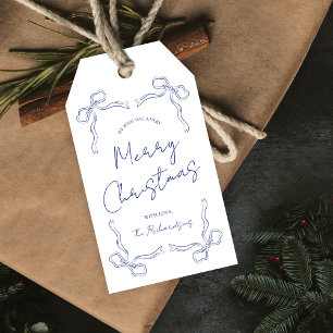 Unique Whimsical Blue & White Winter Christmas Gift Tags