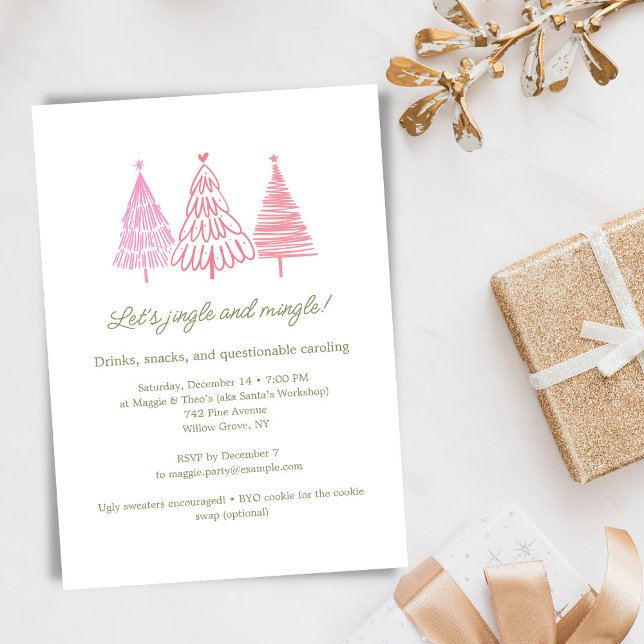 Unique Whimsical Drawing Christmas Holiday Party Invitation (Creator Uploaded)