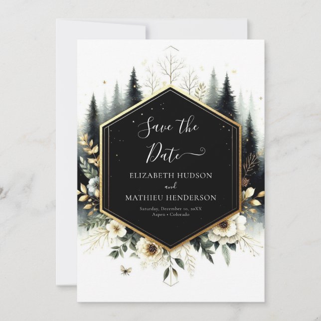 Unique Whimsical Enchanted Forest Wedding Save The Date (Front)