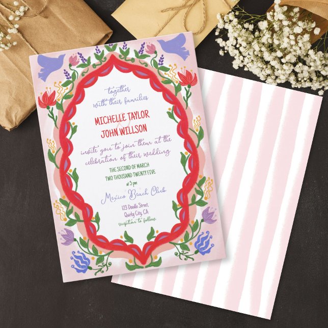 Unique Whimsical Floral Quirky Doodle Hand Drawn  Invitation (Creator Uploaded)