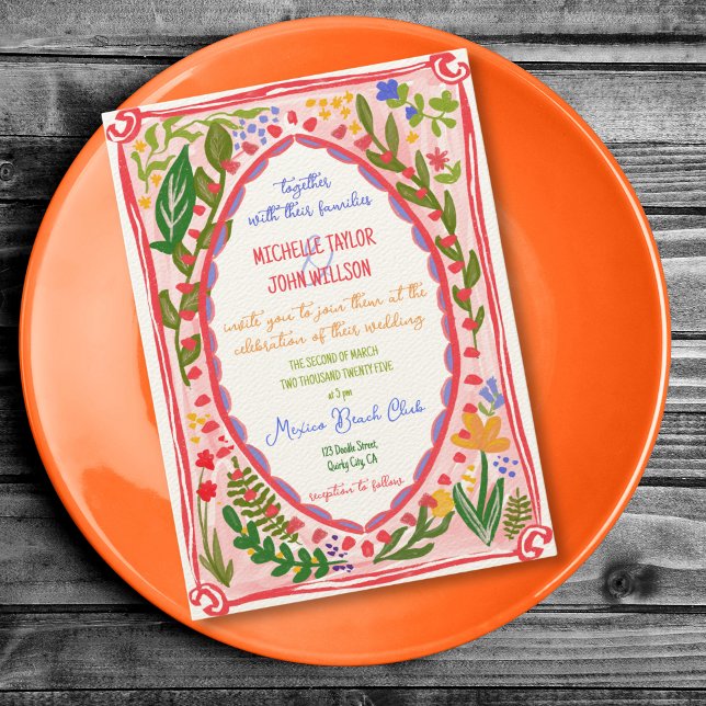Unique Whimsical Floral Quirky Doodle Hand Drawn  Invitation (Creator Uploaded)