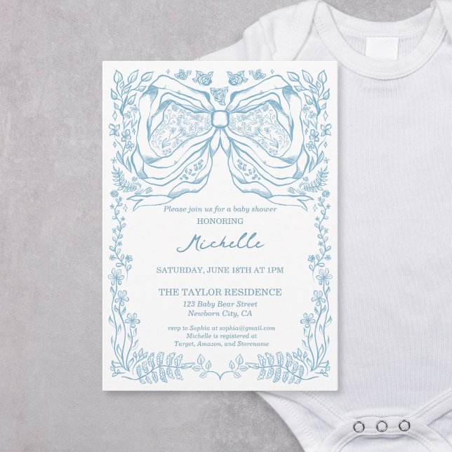 Unique Whimsical Hand Drawn Classic Baby Boy Invitation (Creator Uploaded)