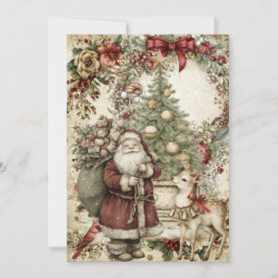 Unique Whimsical Non Photo Santa Christmas Card