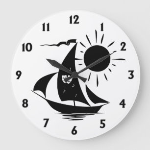 Unique Whimsical Theatre Sailing Design Large Clock