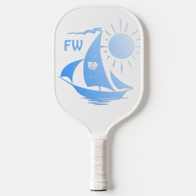 Unique Whimsical Theatre Sailing Monogram Pickleball Paddle (Front)