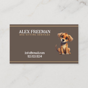 Unique White and Brown Puppy Dog Sitting Business Card