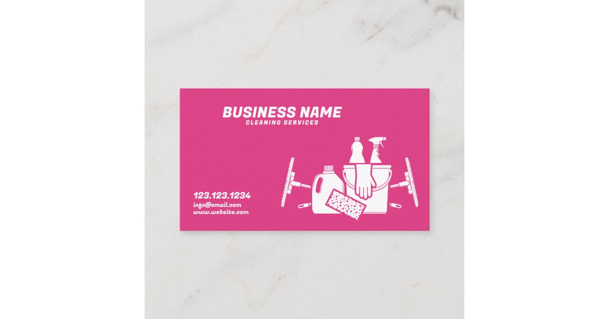 Unique White and Pink House Cleaning Equipment Business Card Zazzle.co.nz