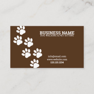 Unique White & Brown Paw Print Steps Dog Walker Business Card