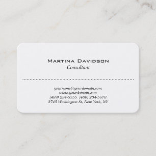 Unique White Classical Plain Creative Business Card