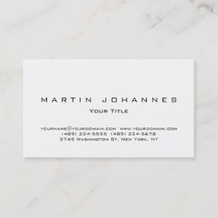 Unique white plain professional business card
