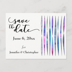 Unique White Purple, Pink, Blue Art Save the Date Announcement Postcard