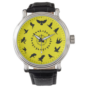 Unique Wild Bird Black Silhouettes Themed Watch