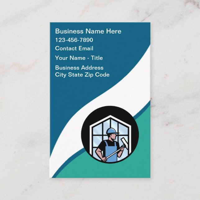 Unique Window Washing And Cleaning Service Business Card (Front)