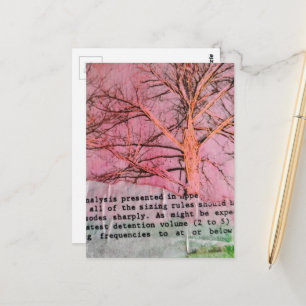 Unique Winter Tree Mixed Media Collage Postcard