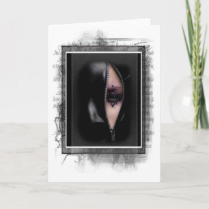 Unique Woman in Zipper Grunge Greeting Card