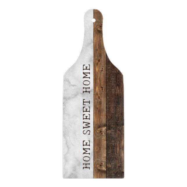 Unique Wood And Marble Home Sweet Home Cutting Board (Front)