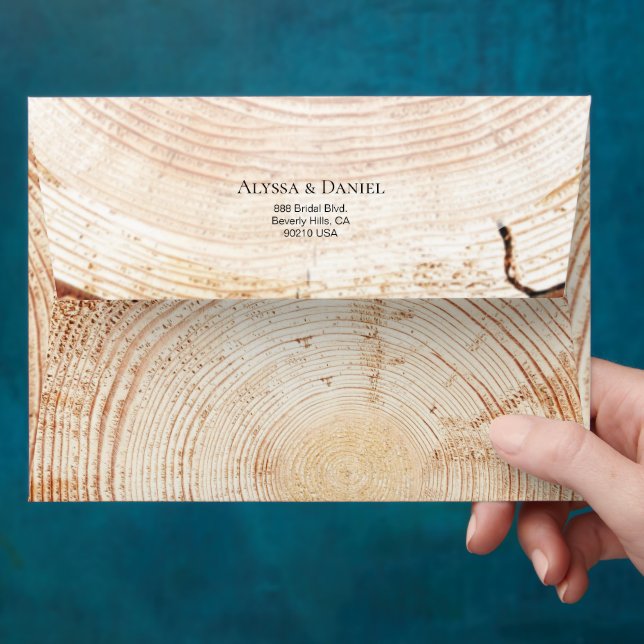 Unique Wood grain tree ring Custom address Envelope (Hand)