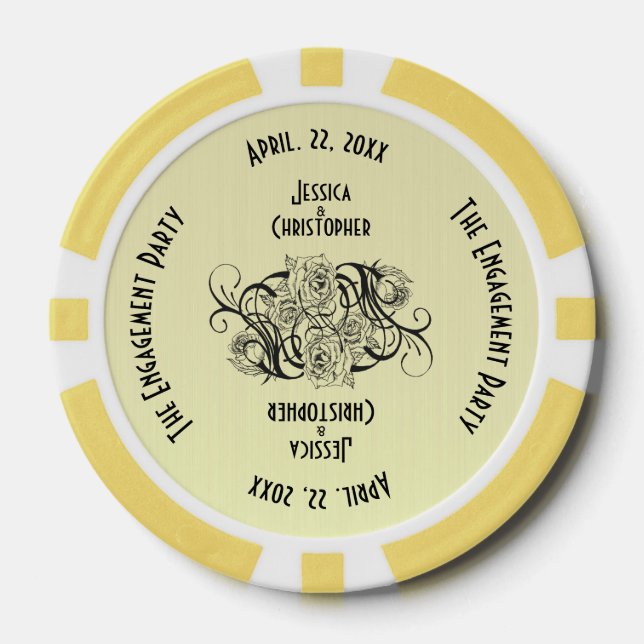 Unique Yellow Engagement Party Invitation Poker Chips (Front)