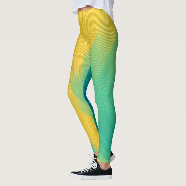 Unique Yellow Leggings with Abstract Design (Left)