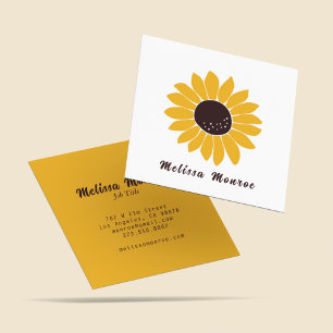Unique Yellow Mustard Sunflower Typography Square Business Card