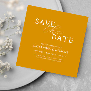 Unique Yellow Mustard Typography Wedding Save The Date