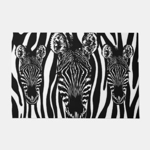 Unique Zebra Head on Zebra Print Doormat