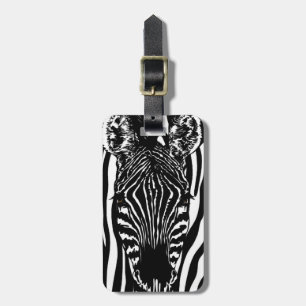 Unique Zebra Head on Zebra Print Luggage Tag