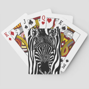 Unique Zebra Head on Zebra Print Playing Cards