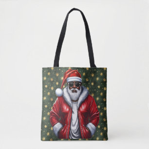 Uniquely Black Santa Large Shoulder Tote Bag