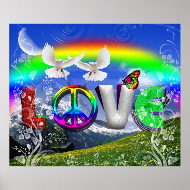 Uniquely Designed Surreal Peace and Love Art Poster (Front)