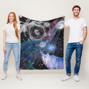Uniquely Designed Surreal Wolf Art Fleece Blanket